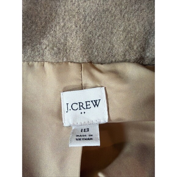 J Crew BU261 Womens Wool City Coat Long Sleeve Zip-Up Button Neck Tan 18 - Picture 5 of 14